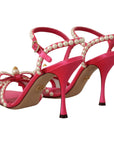 Dolce & Gabbana Elegant Pink Pearl Embellished Heels Sandals