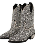 Dolce & Gabbana Crystal-Embellished Black Suede Boots