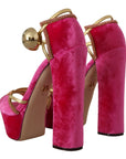 Dolce & Gabbana Ethereal Pink Velvet Crystal Sandals
