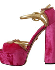 Dolce & Gabbana Ethereal Pink Velvet Crystal Sandals