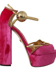 Dolce & Gabbana Ethereal Pink Velvet Crystal Sandals