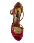Dolce & Gabbana Ethereal Pink Velvet Crystal Sandals