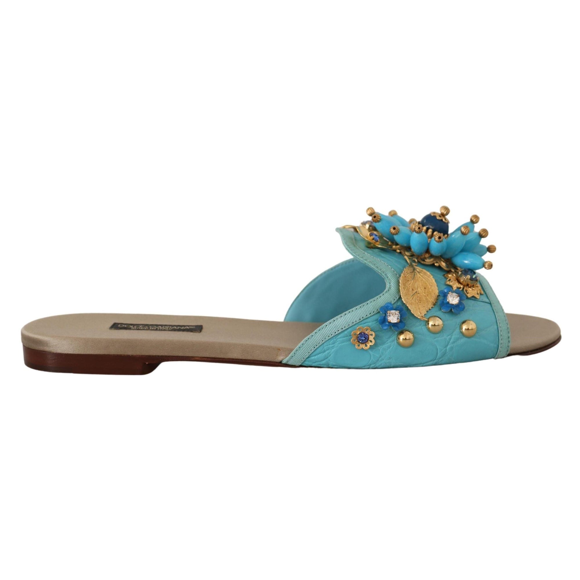 Dolce & Gabbana Exquisite Crystal-Embellished Exotic Leather Sandals