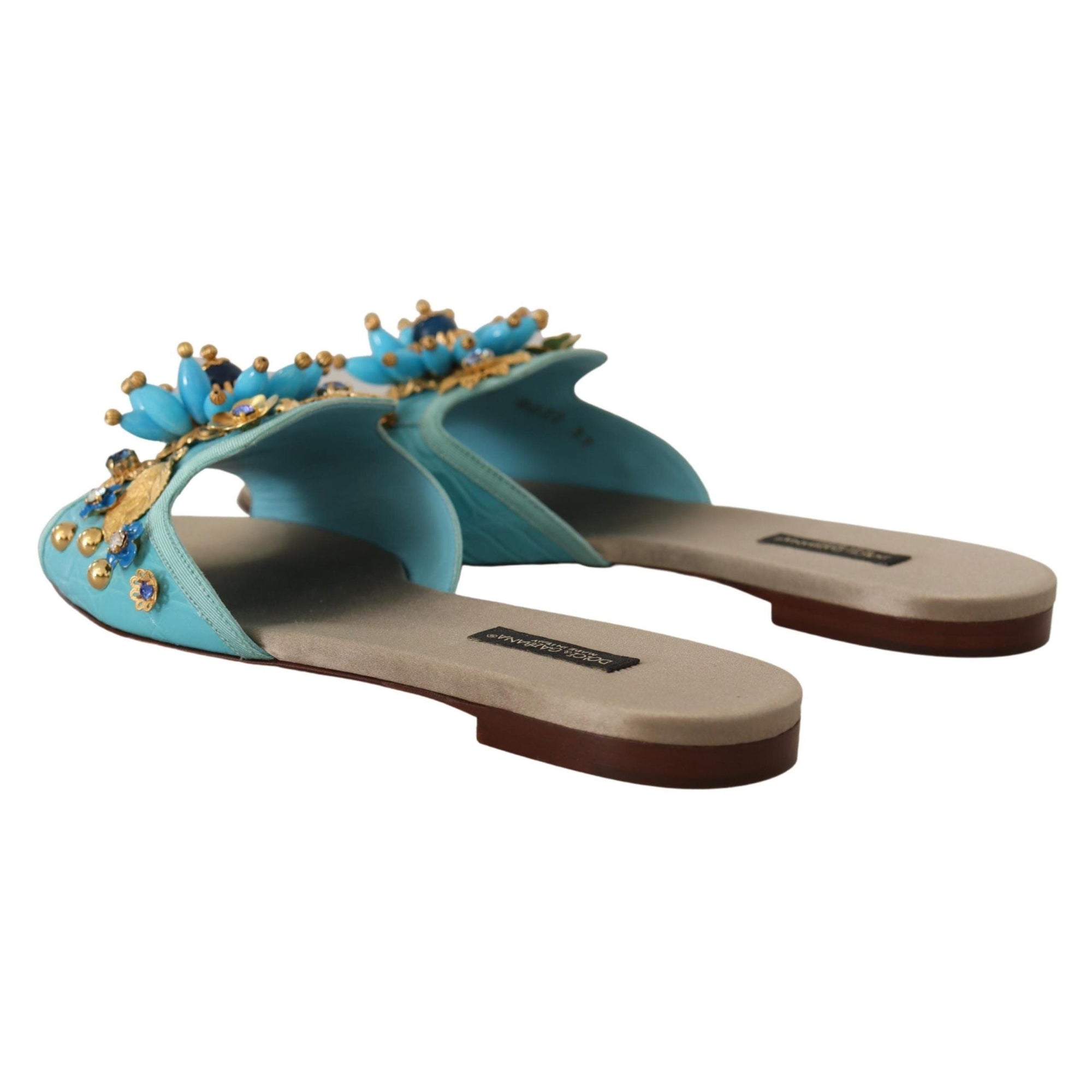 Dolce & Gabbana Exquisite Crystal-Embellished Exotic Leather Sandals