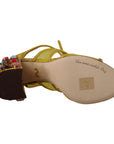 Dolce & Gabbana Stunning Crystal-Embellished Yellow Leather Sandals