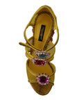 Dolce & Gabbana Stunning Crystal-Embellished Yellow Leather Sandals