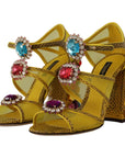 Dolce & Gabbana Stunning Crystal-Embellished Yellow Leather Sandals