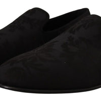 Dolce & Gabbana Elegant Jacquard Slide On Loafers Flats