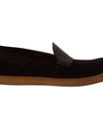 Dolce & Gabbana Elegant Suede Crocodile Loafers in Brown