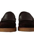 Dolce & Gabbana Elegant Suede Crocodile Loafers in Brown