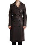 Dolce & Gabbana Elegant Double-Breasted Lambskin Leather Coat