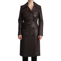 Dolce & Gabbana Elegant Double-Breasted Lambskin Leather Coat