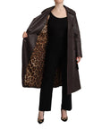 Dolce & Gabbana Elegant Double-Breasted Lambskin Leather Coat