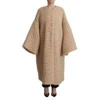 Dolce & Gabbana Elegant Beige Cashmere Overcoat Jacket