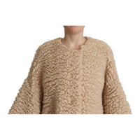 Dolce & Gabbana Elegant Beige Cashmere Overcoat Jacket