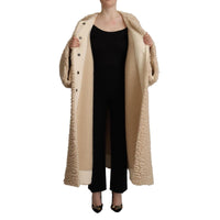 Dolce & Gabbana Elegant Beige Cashmere Overcoat Jacket
