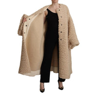 Dolce & Gabbana Elegant Beige Cashmere Overcoat Jacket