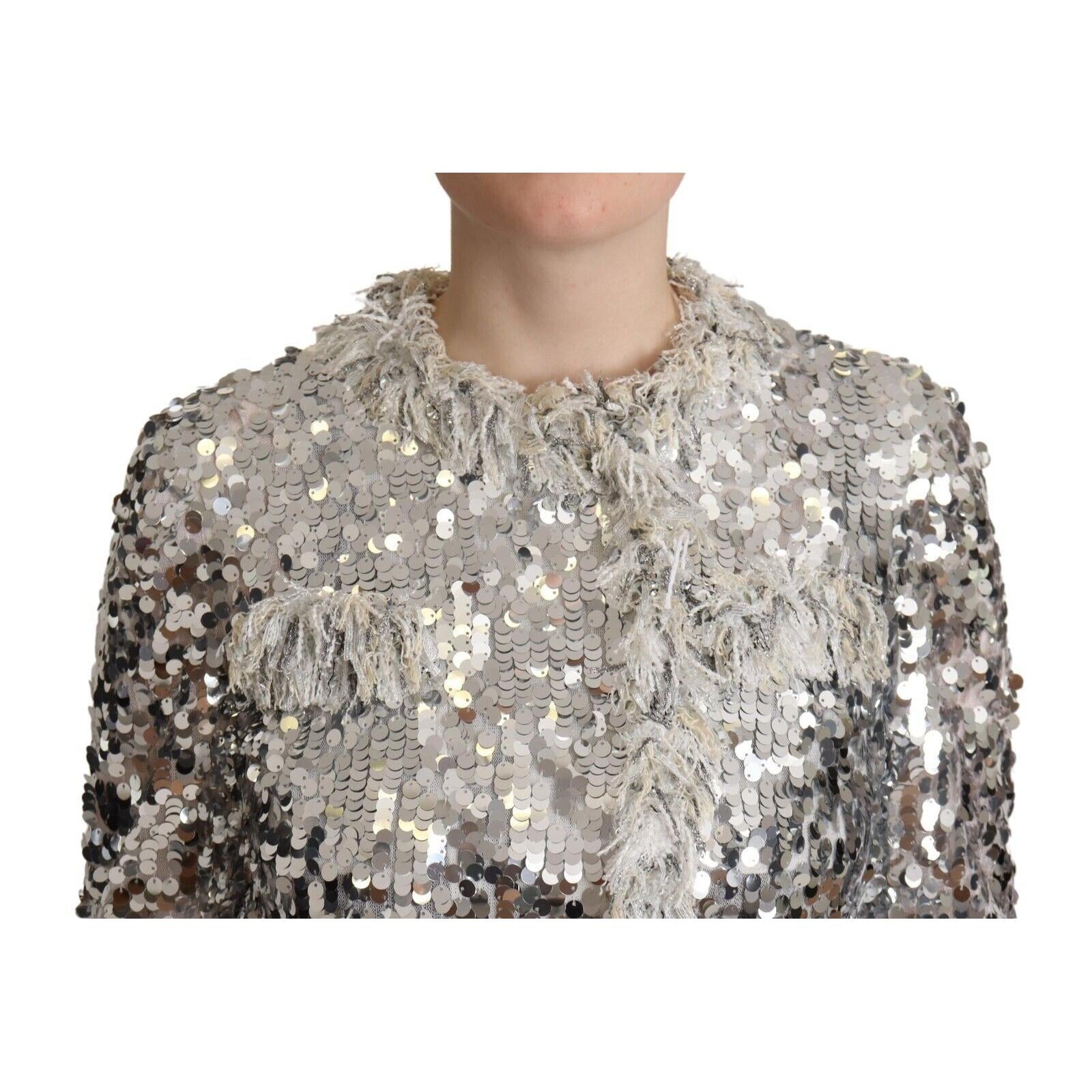 Dolce & Gabbana Chic Silver Sequined Jacket Coat