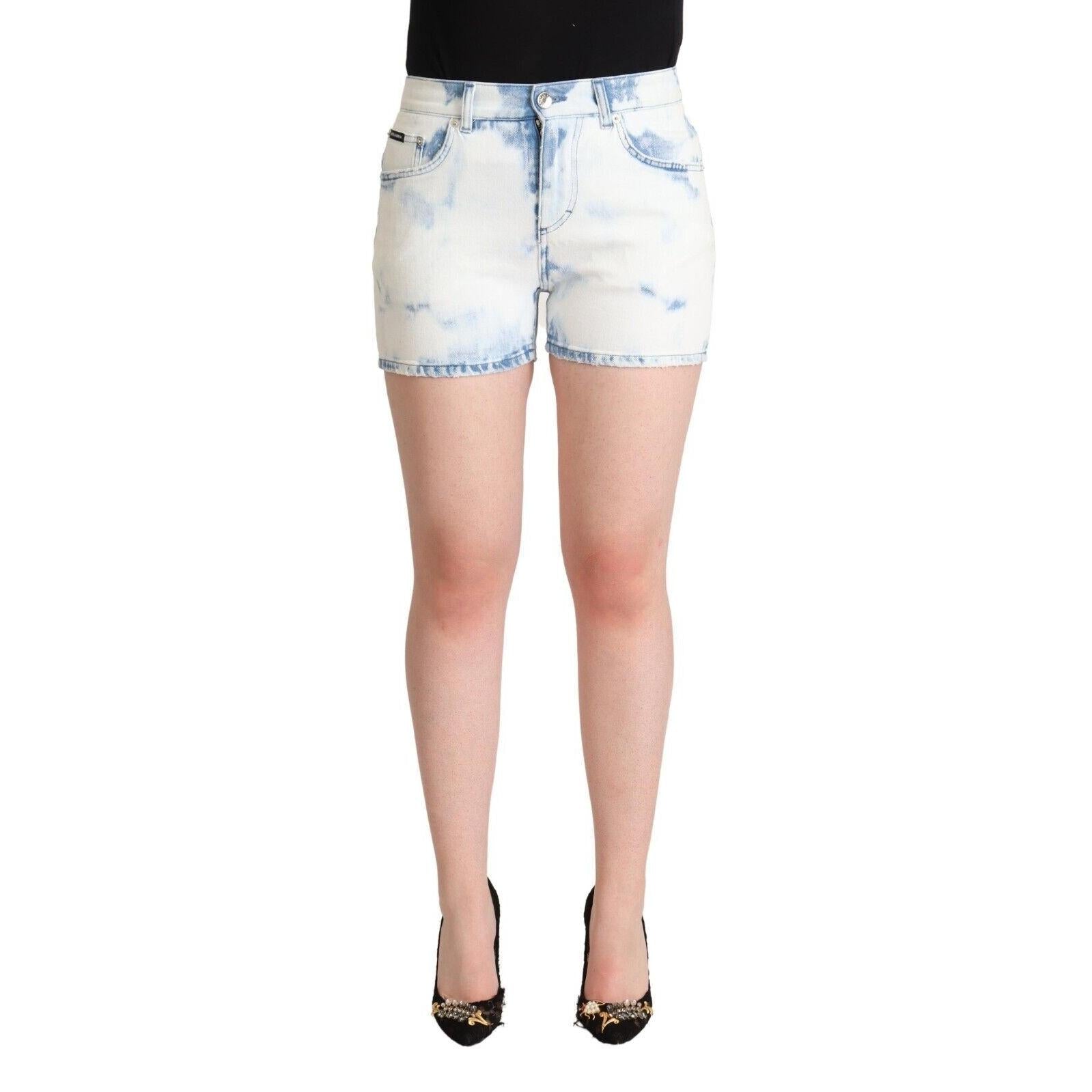 Dolce & Gabbana Chic White Denim Mid-Waisted Shorts