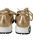 Jimmy Choo Golden Glamour Mesh Leather Sneakers