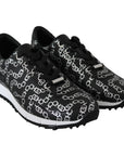 Jimmy Choo Elegant Black & Silver Leather Sneakers