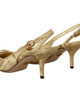 Dolce & Gabbana Gleaming Gold Crystal Slingback Heels