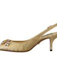 Dolce & Gabbana Gleaming Gold Crystal Slingback Heels