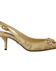 Dolce & Gabbana Gleaming Gold Crystal Slingback Heels
