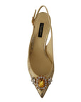 Dolce & Gabbana Gleaming Gold Crystal Slingback Heels