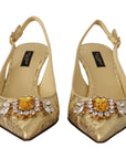 Dolce & Gabbana Gleaming Gold Crystal Slingback Heels