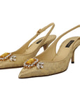Dolce & Gabbana Gleaming Gold Crystal Slingback Heels