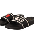 Dolce & Gabbana Elegant Black Leather Slide Sandals for Her