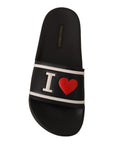 Dolce & Gabbana Elegant Black Leather Slide Sandals for Her