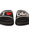 Dolce & Gabbana Elegant Black Leather Slide Sandals for Her