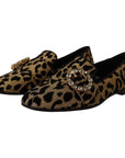 Dolce & Gabbana Elegant Leopard Crystal Gem Loafers