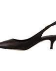 Dolce & Gabbana Elegant Black Leather Slingbacks Heels