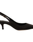 Dolce & Gabbana Elegant Black Leather Slingbacks Heels