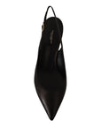 Dolce & Gabbana Elegant Black Leather Slingbacks Heels