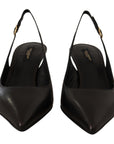 Dolce & Gabbana Elegant Black Leather Slingbacks Heels