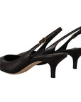 Dolce & Gabbana Elegant Black Leather Slingbacks Heels