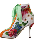 Dolce & Gabbana Floral Open Toe Jersey Heels