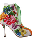 Dolce & Gabbana Floral Open Toe Jersey Heels