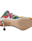 Dolce & Gabbana Floral Open Toe Jersey Heels