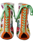 Dolce & Gabbana Floral Open Toe Jersey Heels