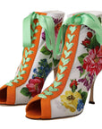 Dolce & Gabbana Floral Open Toe Jersey Heels