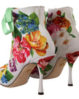 Dolce & Gabbana Floral Open Toe Jersey Heels