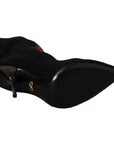 Dolce & Gabbana Elegant Sock Boots with Red Roses Detail
