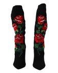 Dolce & Gabbana Elegant Sock Boots with Red Roses Detail
