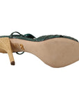Dolce & Gabbana Elegant Green Python Strappy Heels