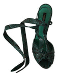 Dolce & Gabbana Elegant Green Python Strappy Heels